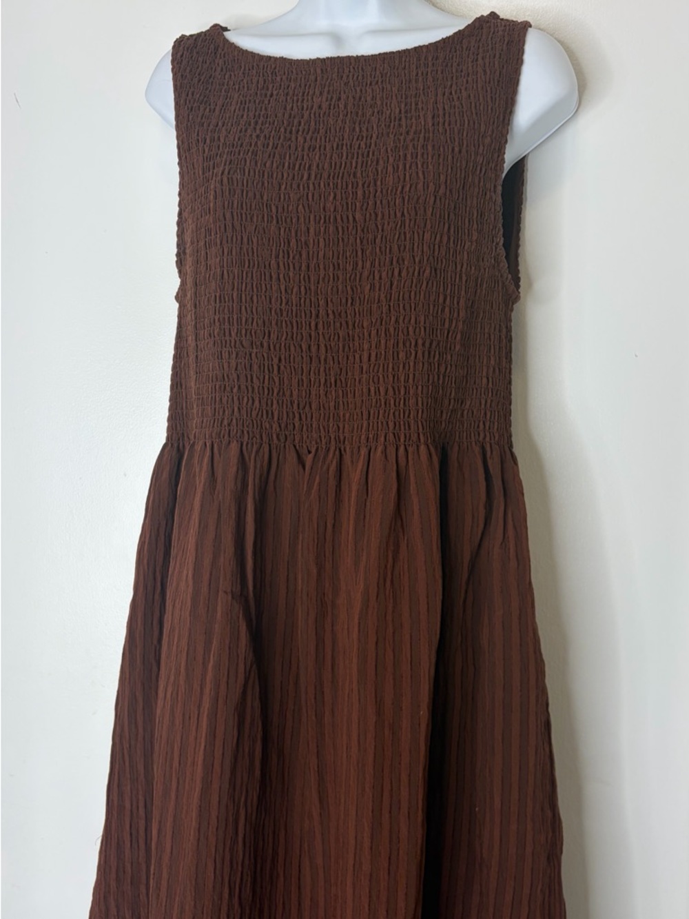 Hill House Brown Textured Sleeveless Dress